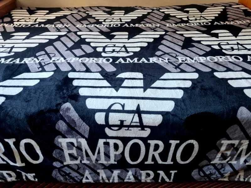 Emporio Armani koc mięsisty narzuta 200x220 czarno-biały nowy