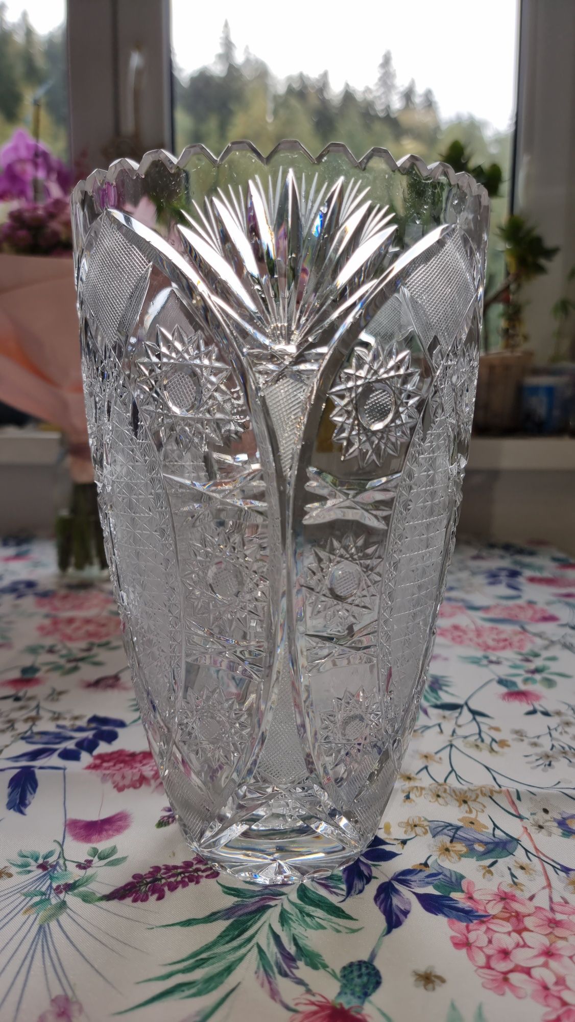 Piękny kryształowy wazon PRL