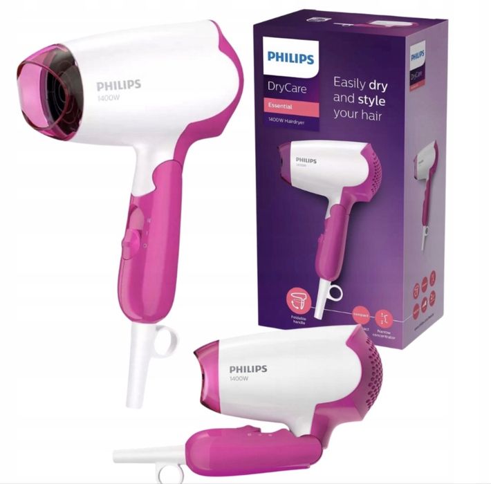 Suszarka do włosów Philips BHD003/00 1400W – składana, turystyczna