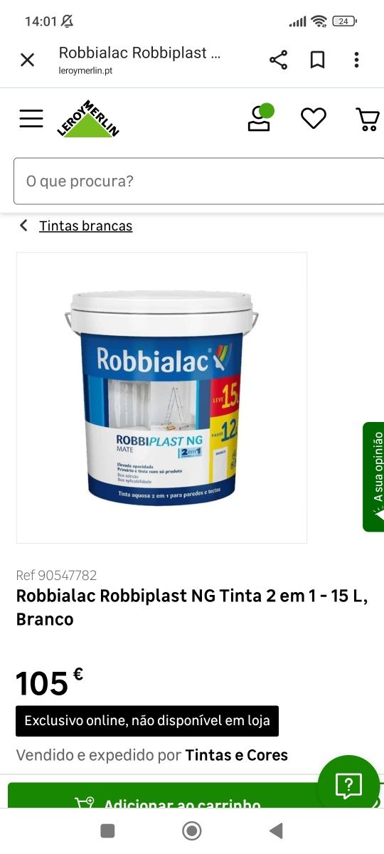 Balde tinta Robbialac Robbi Plast NG mate 10 litros