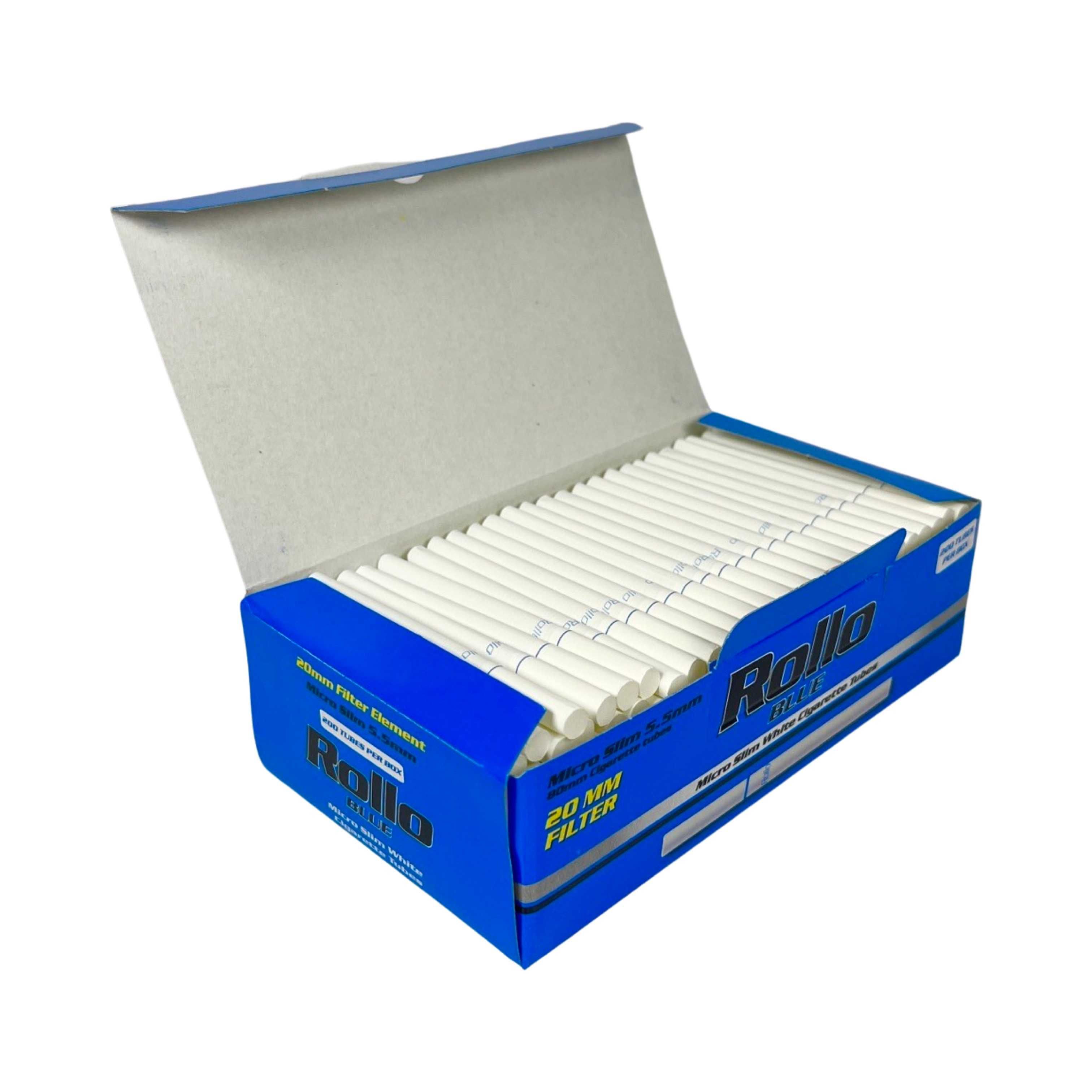 5 x ROLLO BLUE 5,5 mm 200 szt GILZY PAPIEROSOWE micro SLIM (80/20)