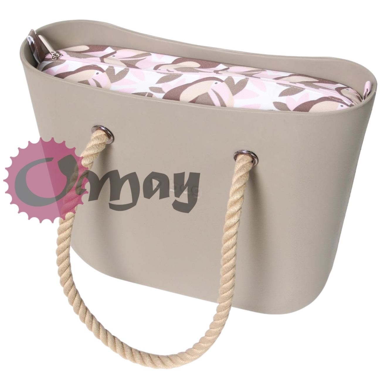 organizer OBAG MINI tukany beż róż pudrowy 2 kieszenie wnętrze OMAY