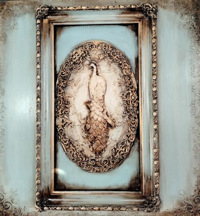 Obraz drewniano ceramiczny ,panel drewniany ozdobny na grubej desce