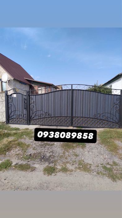 Ворота Фіртки КОВАНІ з Профнастила Розпашні  Огорожа ГЛЯНЦЕВА