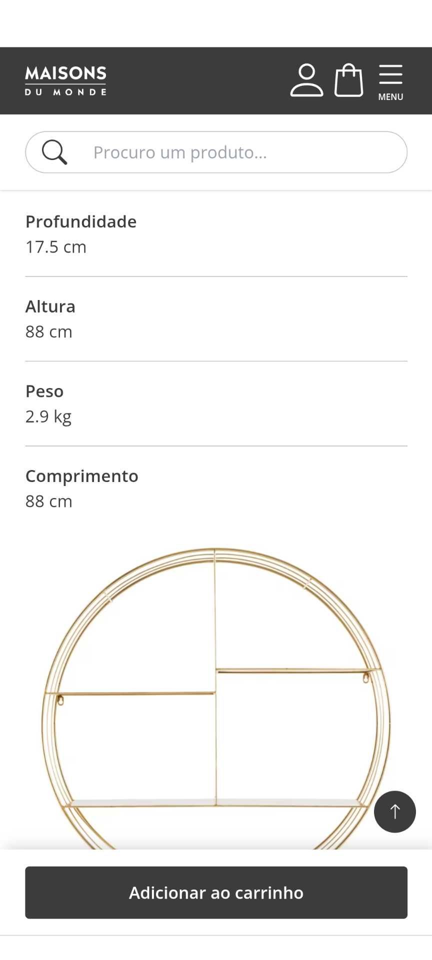 Estante redonda dourada maison du monde