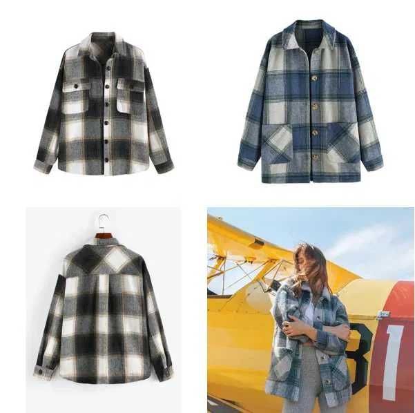 Nowa damska bluza / koszula / flanelowa w kratkę S !059! OVER SIZE !