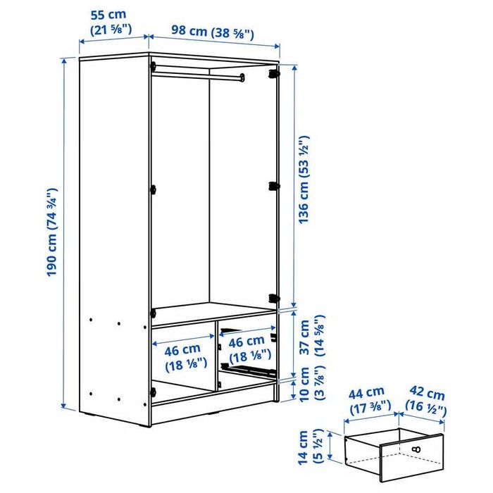 Roupeiro IKEA Vilhatten 190 x 98 x 55