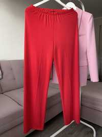 Czerwone eleganckie proste spodnie z wyższym stanem