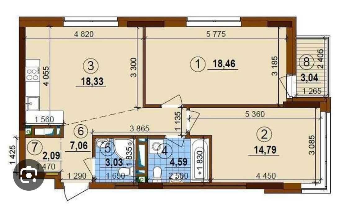 Правды просп., ЖК "Варшавский 2", дом 14.3, тип 2С8(69м).