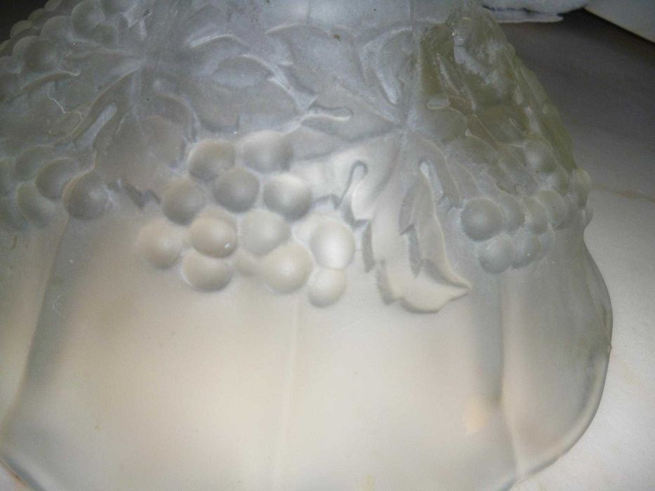 Taça ou fruteira de pé baixo e vidro fosco vintage 27x12cm