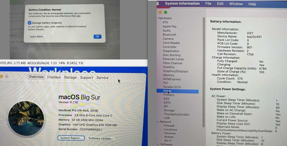Macbook Pro 15 2018 i7, 32 gb, 512 gb