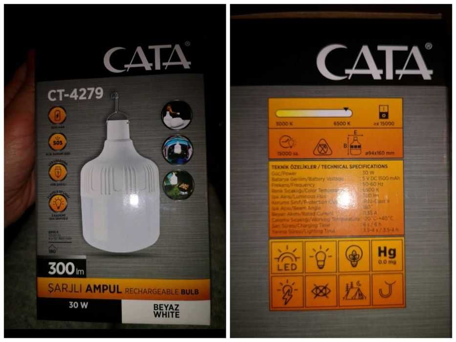 LED лізтвр CATA акамулятор usb 30w 300lm 1500мА lition