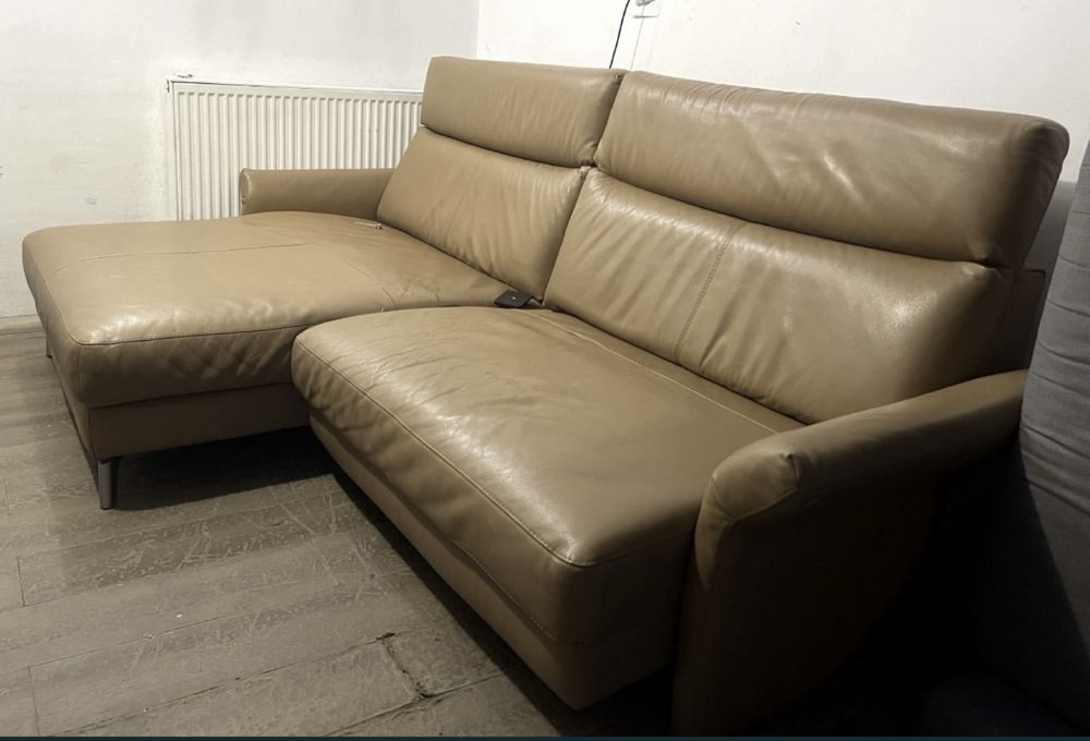 Narożnik ROM skóra naturalna tofi sofa kanapa premium elektryk DOSTAWA
