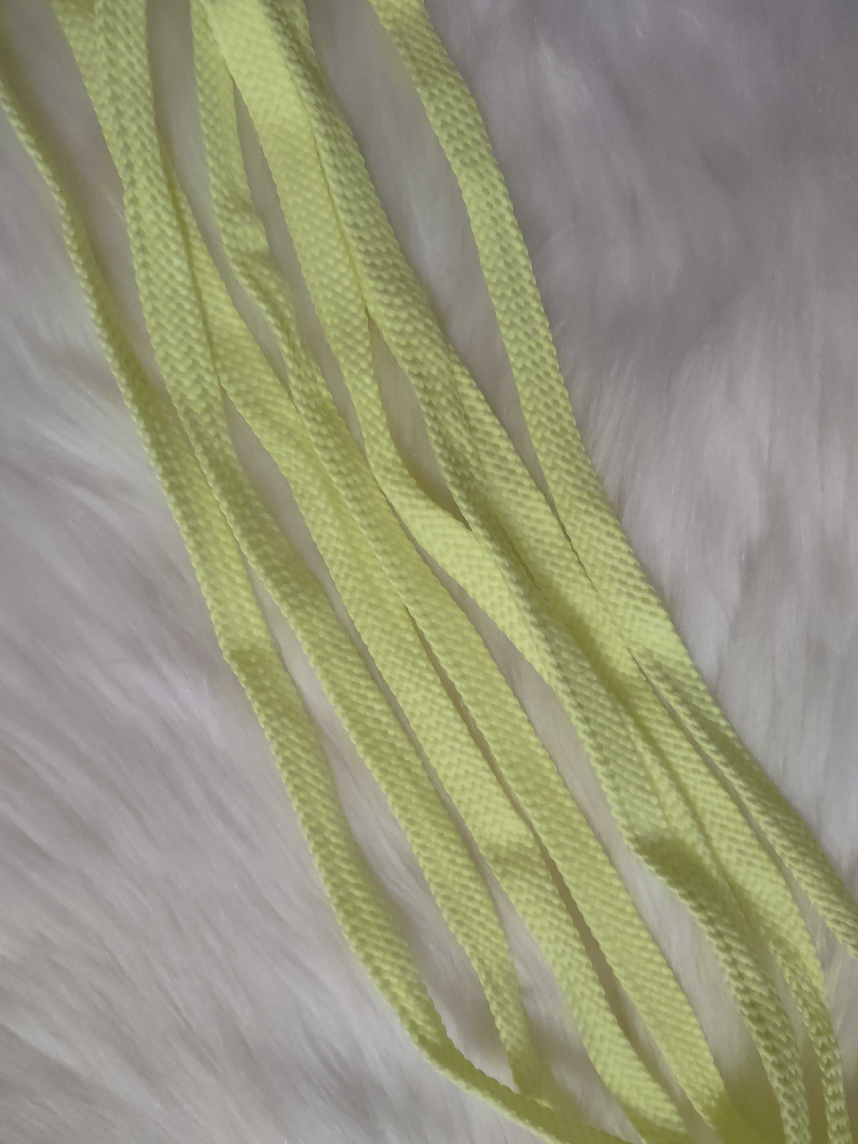 Neonowe żółte szerokie sznurówki - długie