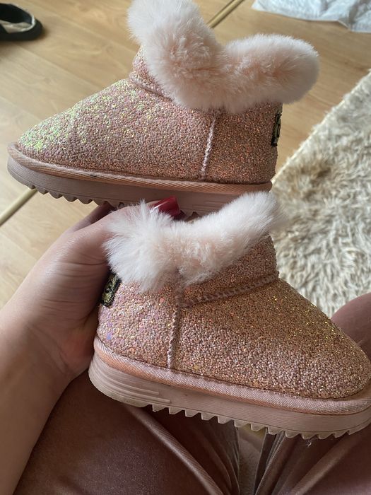 угги дитячі рожеві 28 рожеві з блискітками