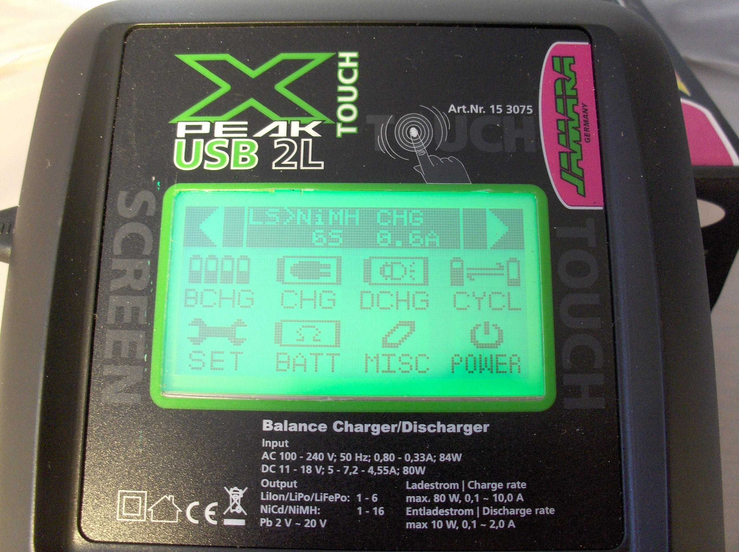 Ładowarka akumulatorów LiIon,LiPo,LiFe,NiMH Jamara X-Peak Touch USB 2L
