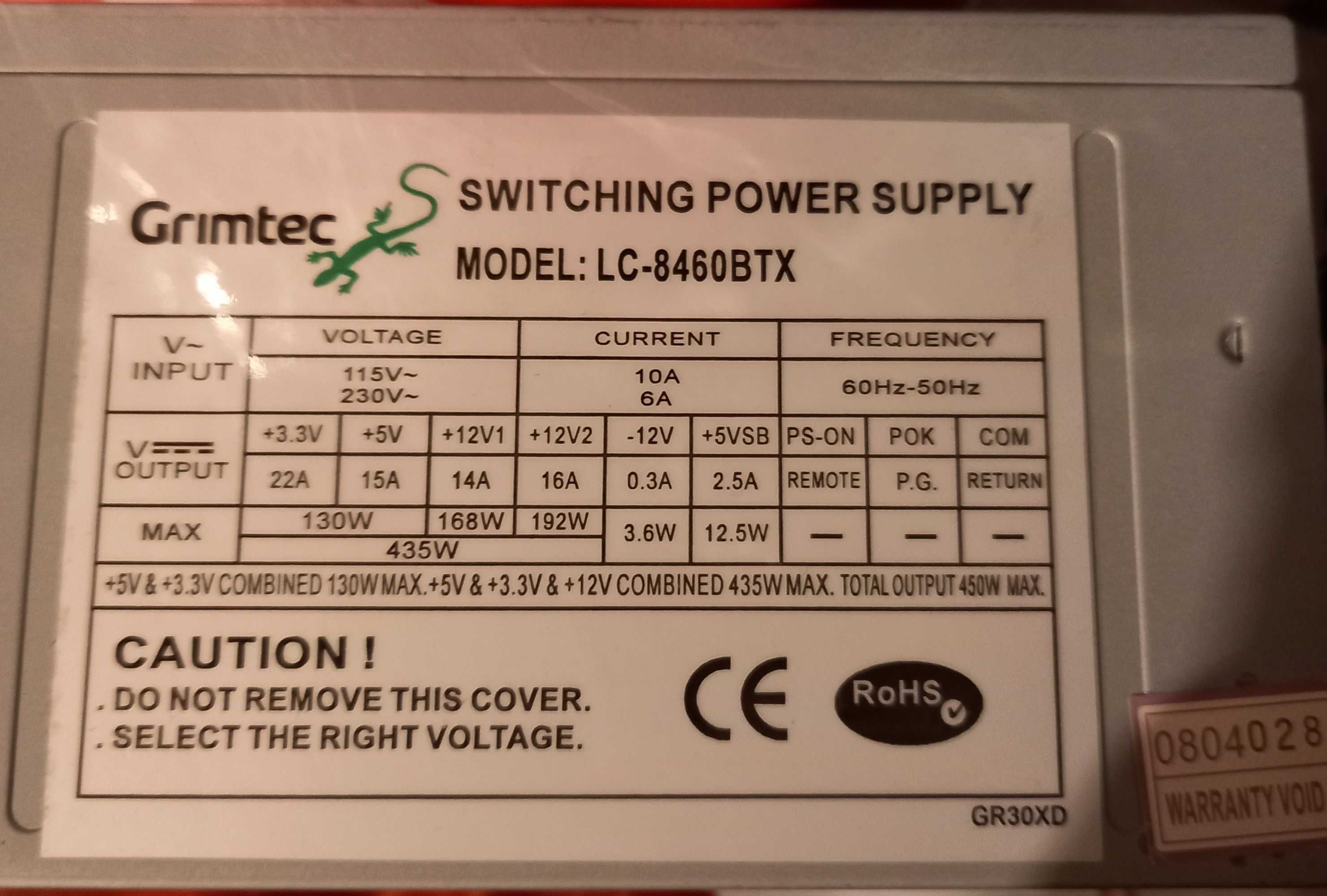 Fonte alimentação 450W