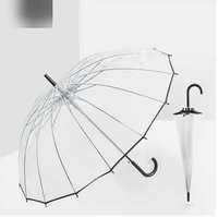 Прозрачный зонт. Прозора парасолька. 16 спиц. Зонт трость