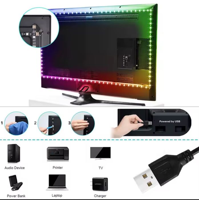 Taśma led do monitora lub telewizora
