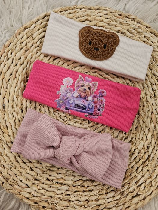 Zestaw 3 opasek dla dziewczynki bawełniane