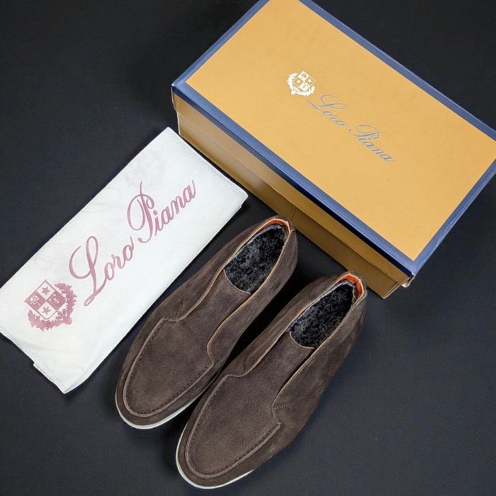 Лофери Loro Piana коричневі чоловічі лофери лоро піана утеплені