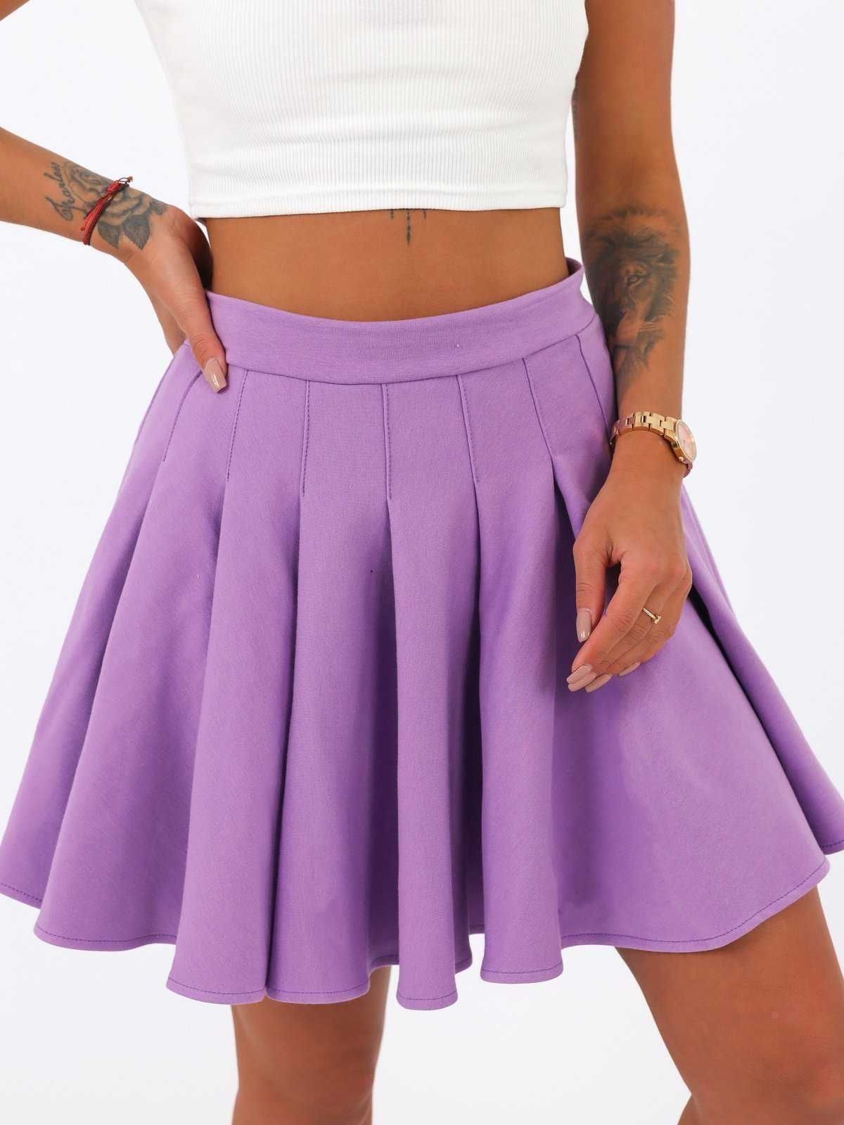 Nowa dresowa fioletowa spódnica kontrafałdy liliowa Wassyl
