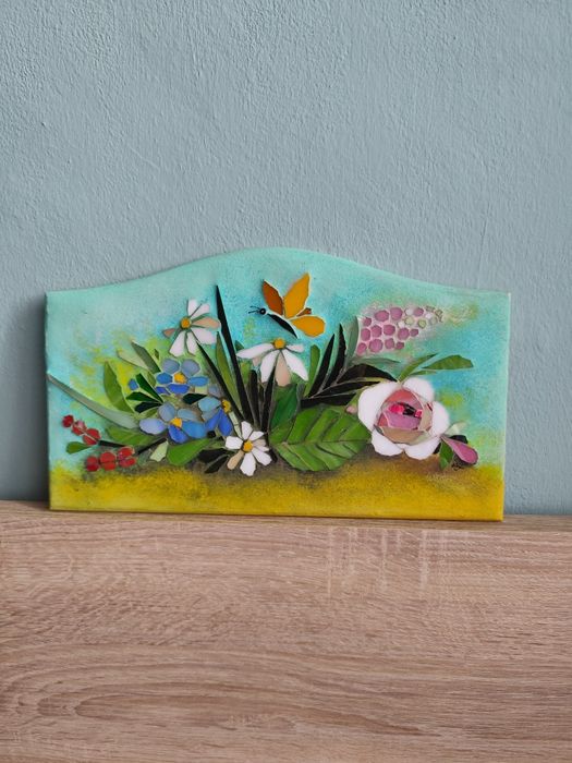 Ręcznie robiona, artystyczna mozaika ze szkła witrażowego