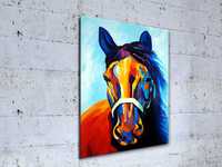 Pintura original em canvas equestre colorida abstrata de cavalo