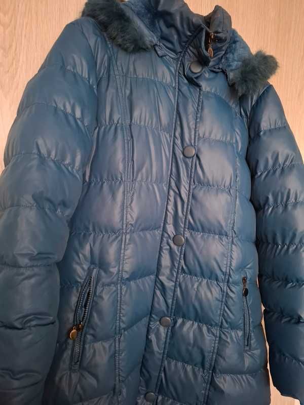 Super ciepły zimowy płaszcz z kapturem L/XL