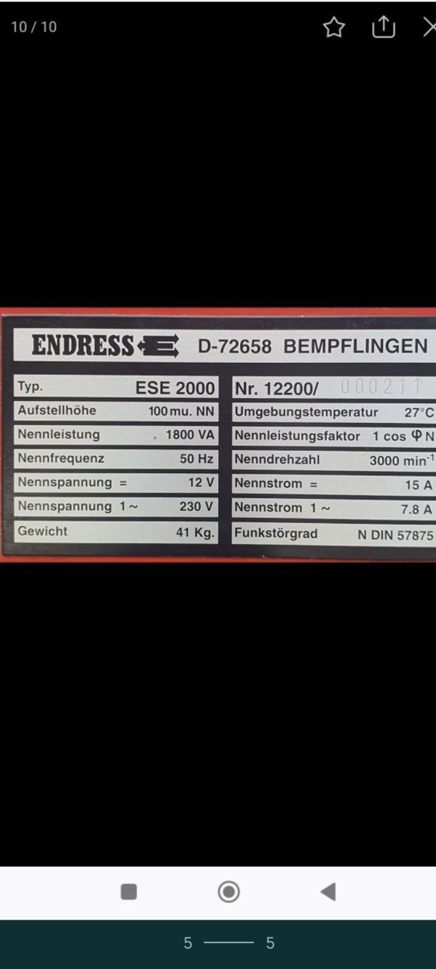 Agregat prądotwórczy Endress/Robin