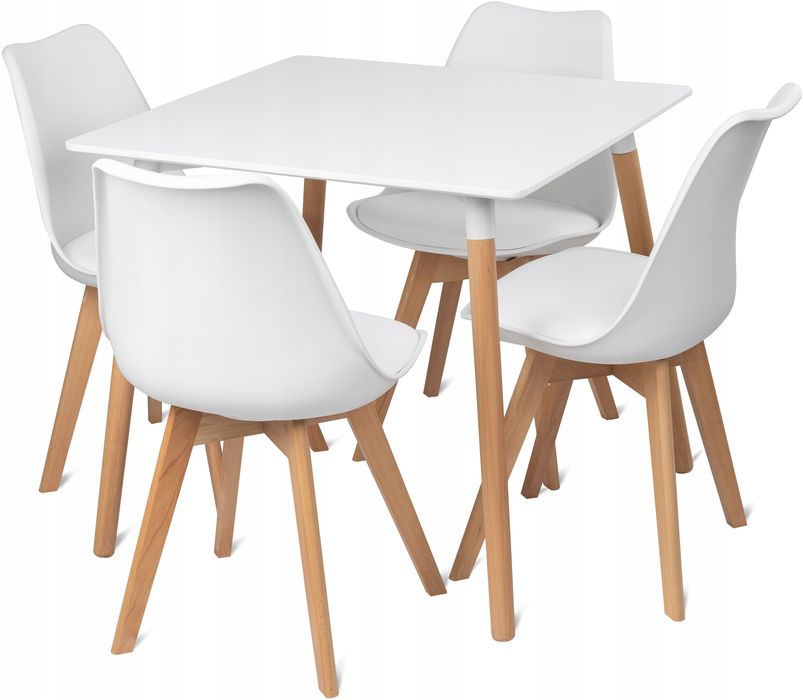 Stół Milano 80x80 kwadrat white+4xkrzesło Montivaro Białe