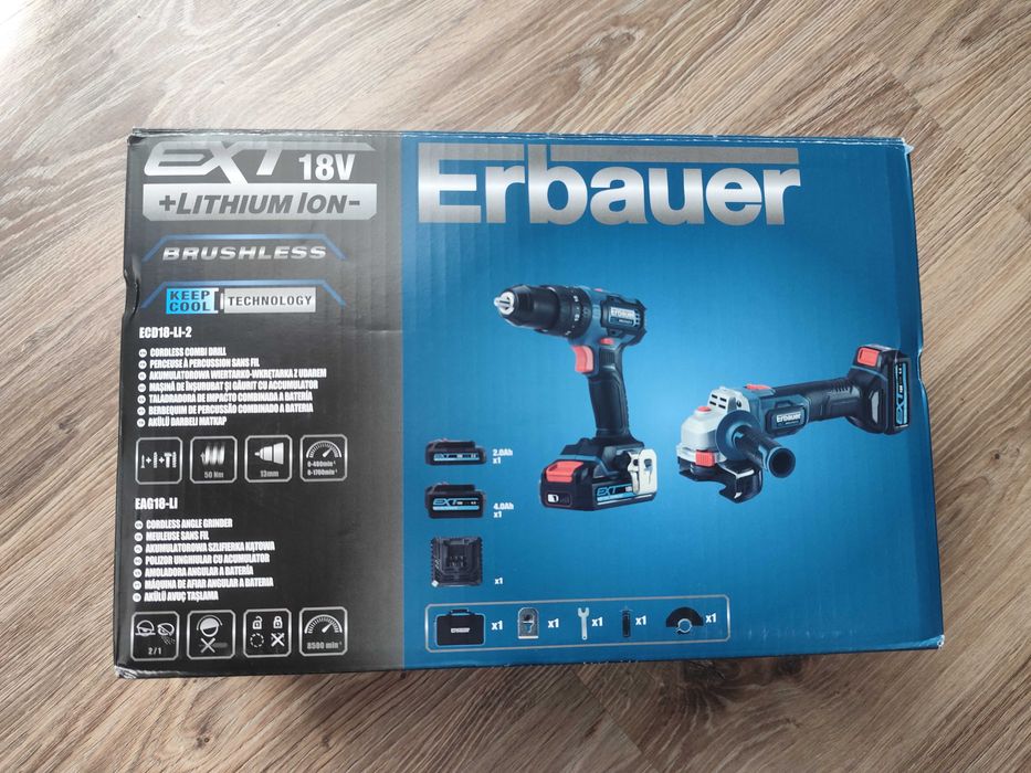 Zestaw wiertarko-wkrętarka + szlifierka kątowa