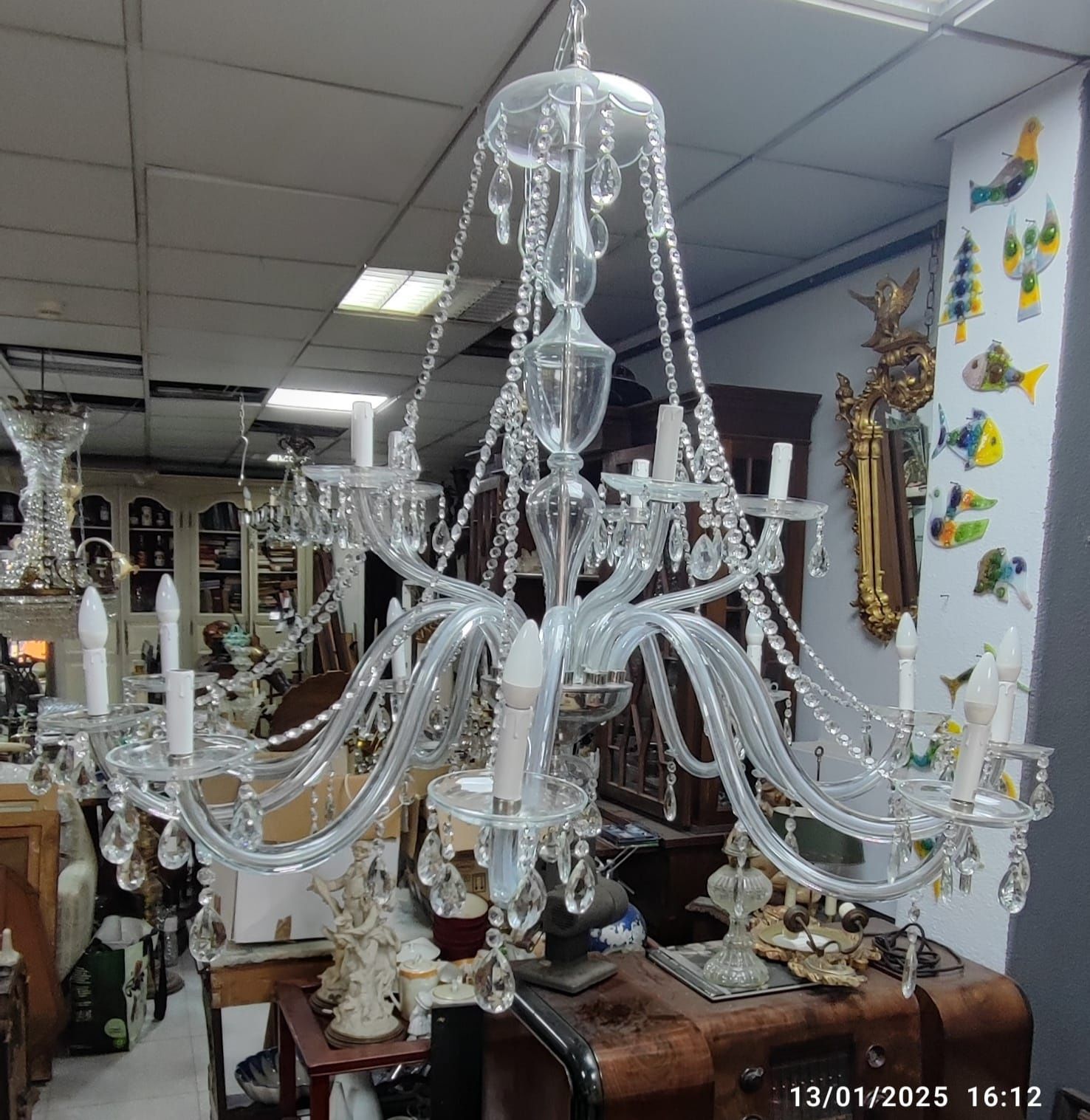 Última oportunidade! Lustre em vidro soprado 15 lúmens