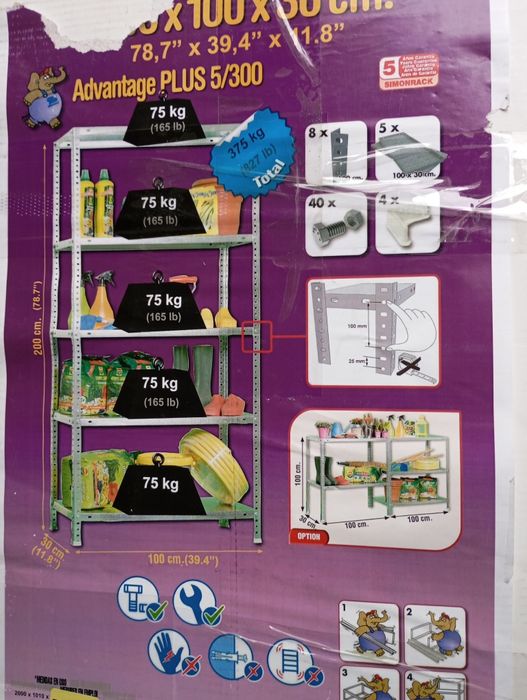 Regał magazynowy biały 200x100x30cm