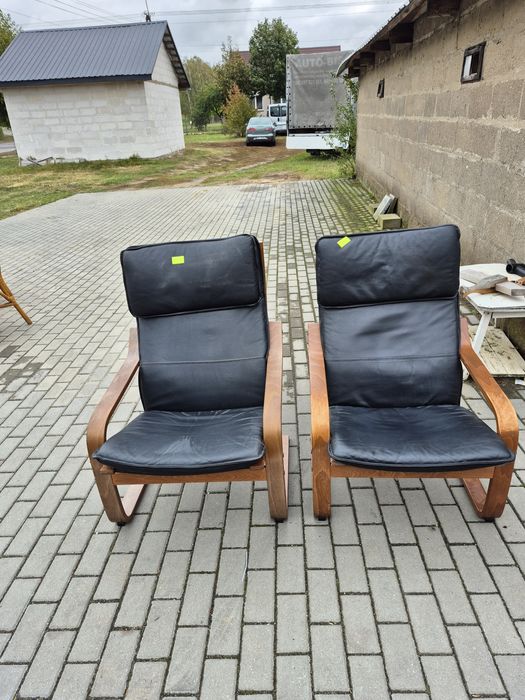 Fotel ze skórzanym siedziskiem