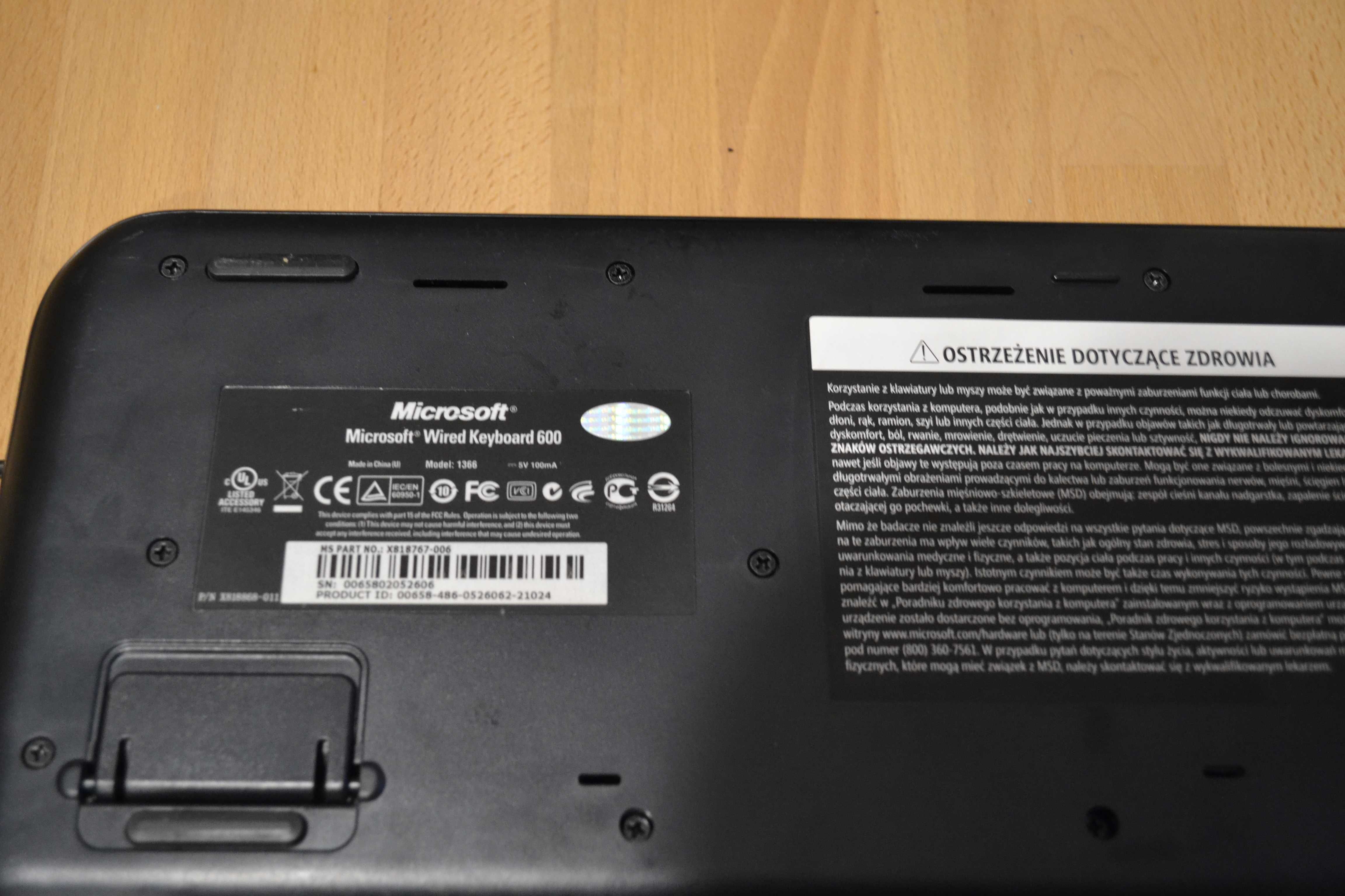 Klawiatura Microsoft Wired Keyboard 600