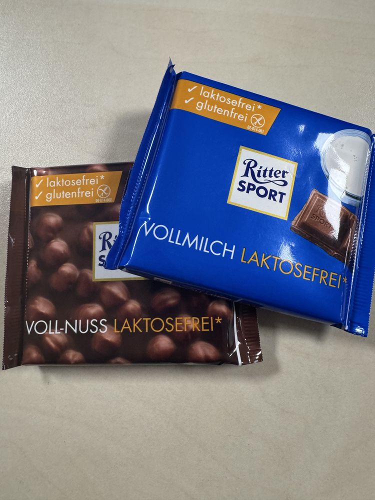 Безлактозний і звичайний шоколад Ritter sport lindt Choceur шок. паста