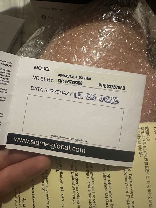 Obiektyw Sigma art135cm Nikon f