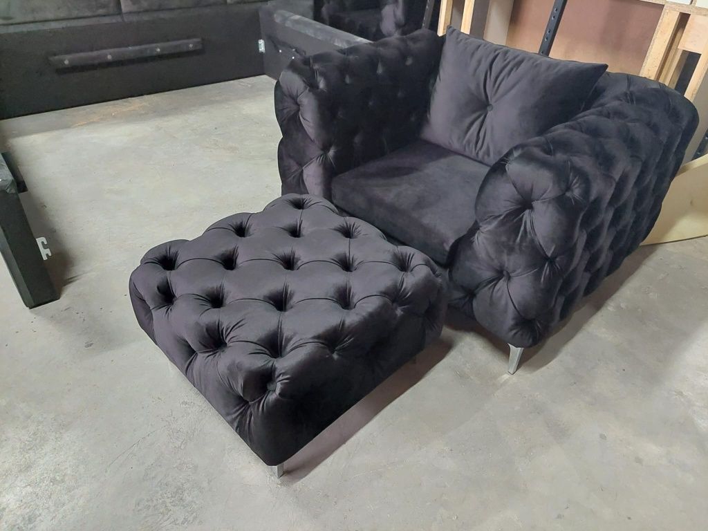 Zestaw 3 2 1 głęboko pikowany chesterfield glamour