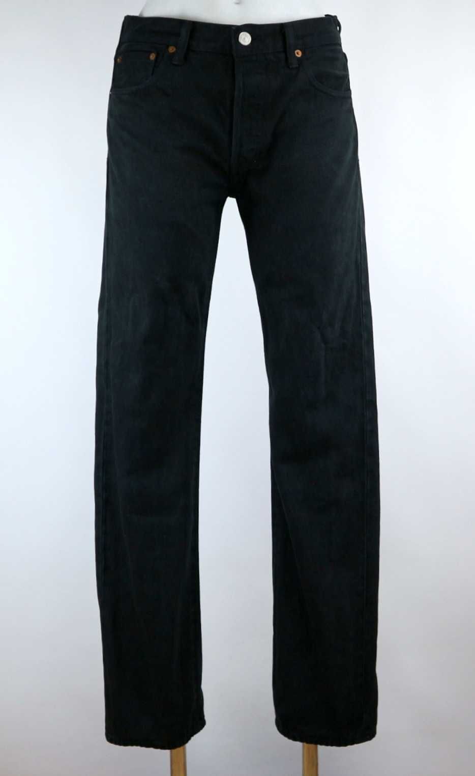 Levis 501 spodnie jeansy czarne W30 L32 pas 2 x 40 cm