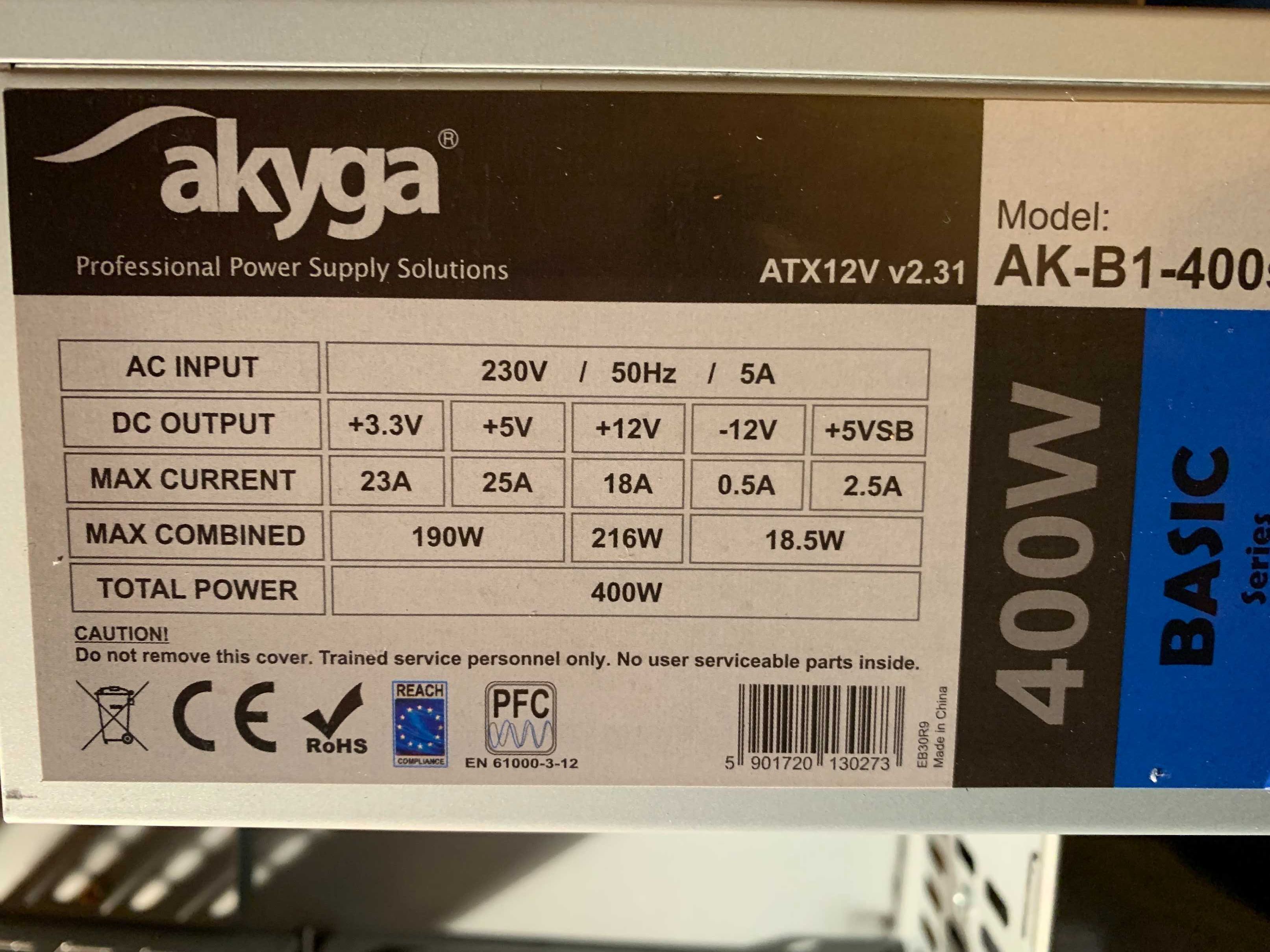 Zasilacz Akyga 400W nowy