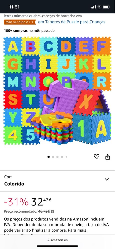 Tapete jogo puzzle infantil XXL