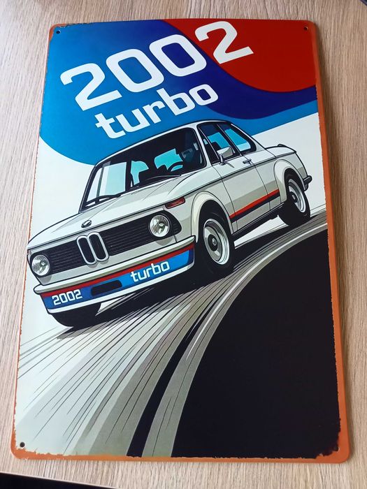 tabliczka , plakat metalowy BMW 2002 Turbo,  RETRO , PRL , VINTAGE