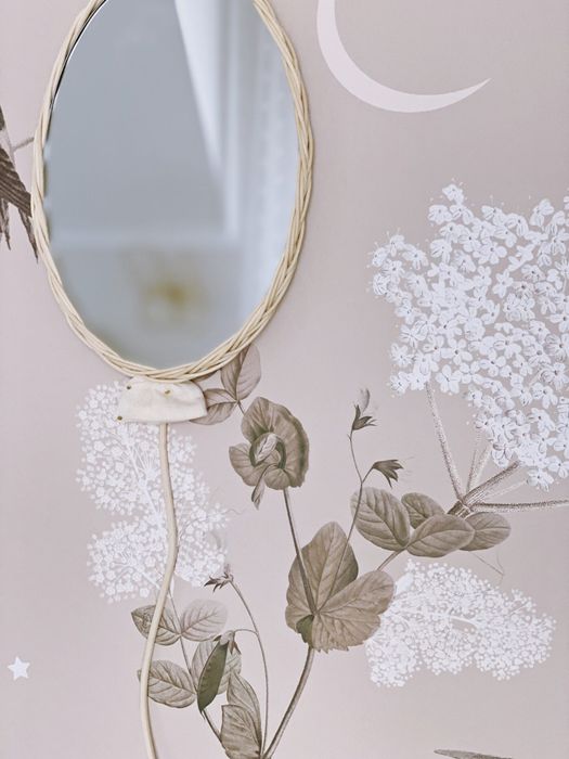 Lustro dziecięce balonik wiklina ratan handmade boho dekoracja
