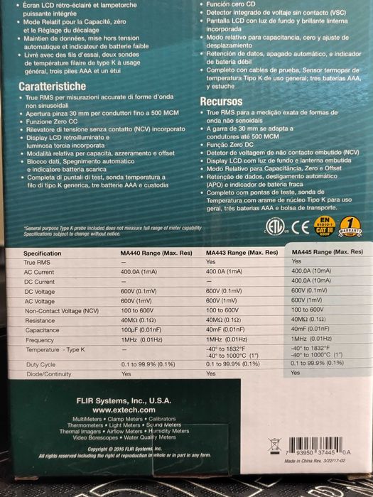 miernik wielofunkcyjny cęgowy Extech MA445