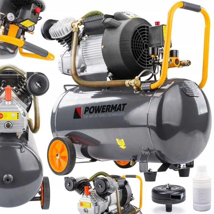 Kompresor olejowy POWERMAT 50L, 8 bar, 392 l/min, mobilny