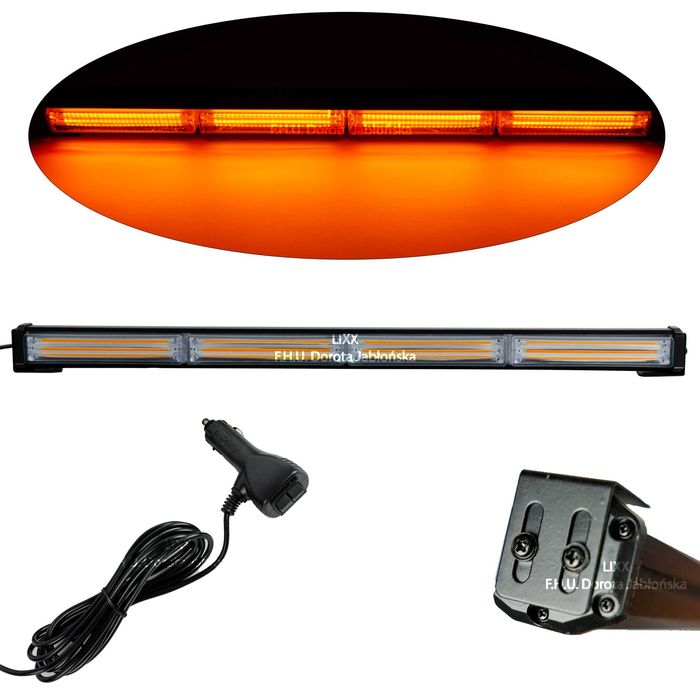 Belka Ostrzegawcza 60cm Jednostronna POMARAŃCZOWA STROBO LED 12V 24V