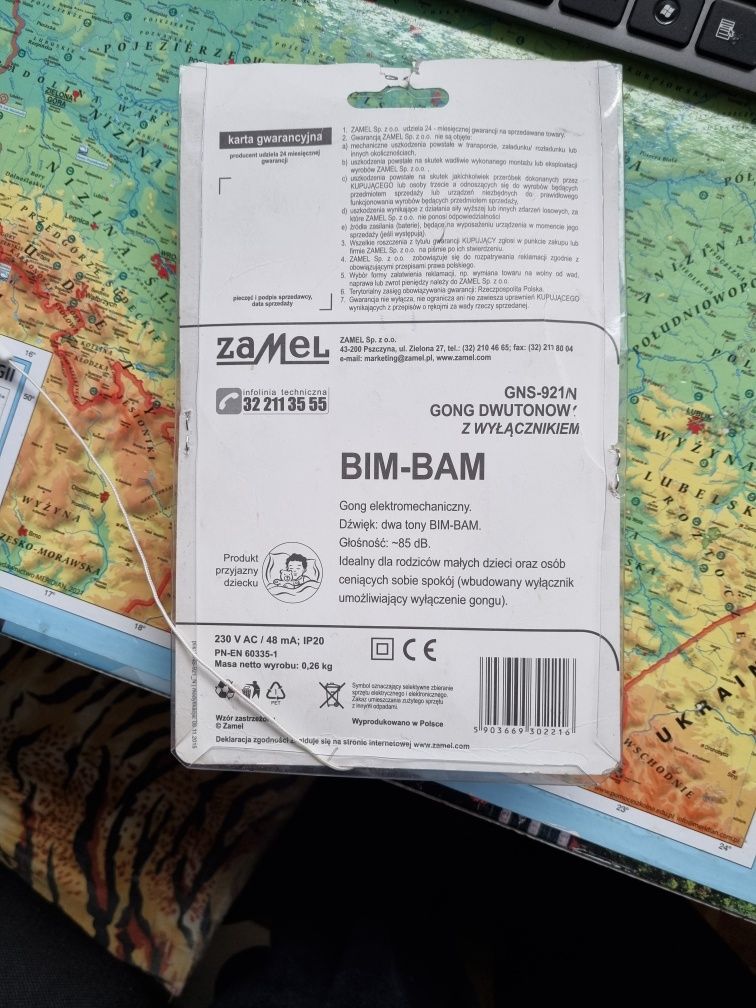 Dzwonek domowy gong dwutonowy bim-bam