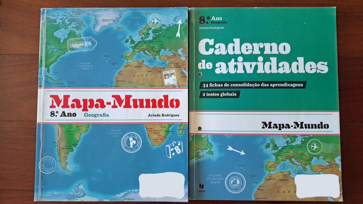 Livro Geografia 8 e 9 ano "Mapa-Mundo"+ Caderno Ativ. - Como Novo