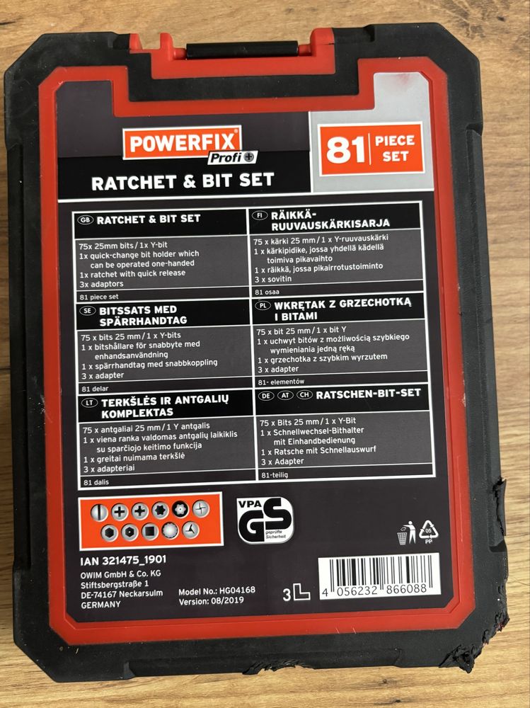 Grzechotka z bitami Powerfix profi + 81 elementów